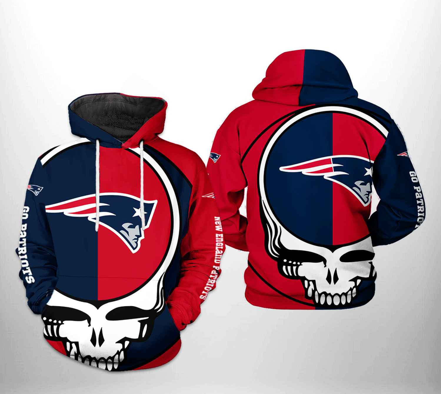 NFL New England Patriots NFL Grateful Dead Hoodie  Zip Hoodie