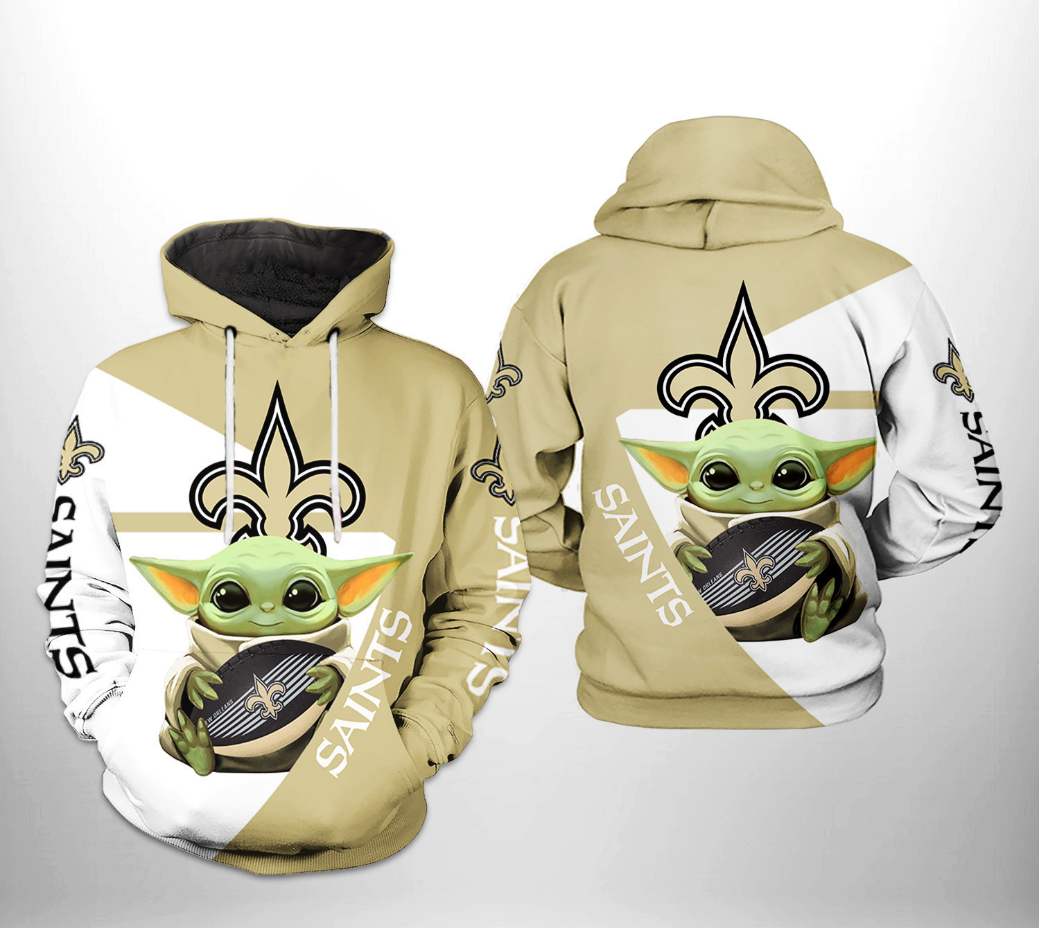 NFL New Orleans Saints NFL Baby Yoda Team Hoodie  Zip Hoodie