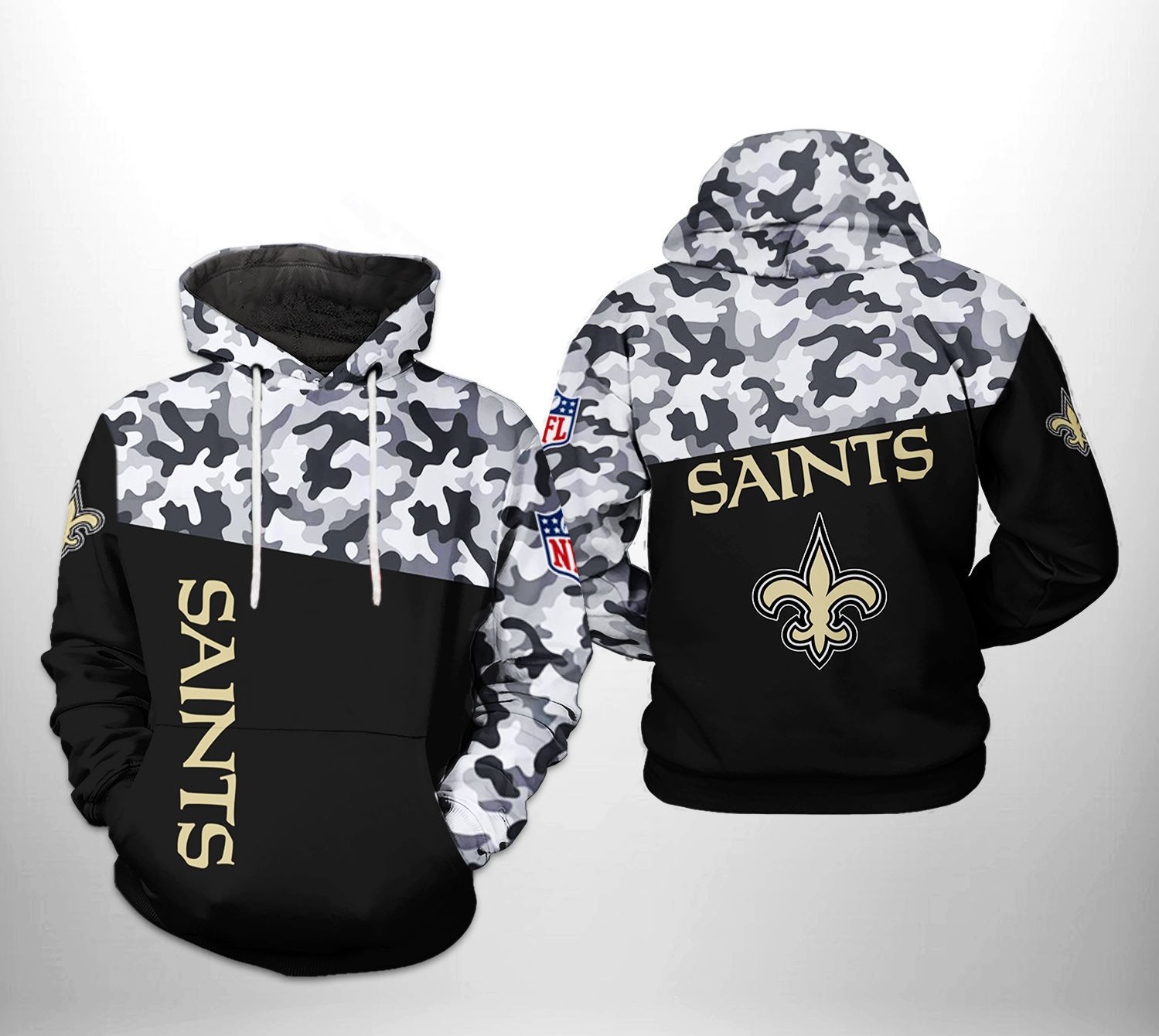NFL New Orleans Saints NFL Camo Veteran Team Hoodie  Zip Hoodie
