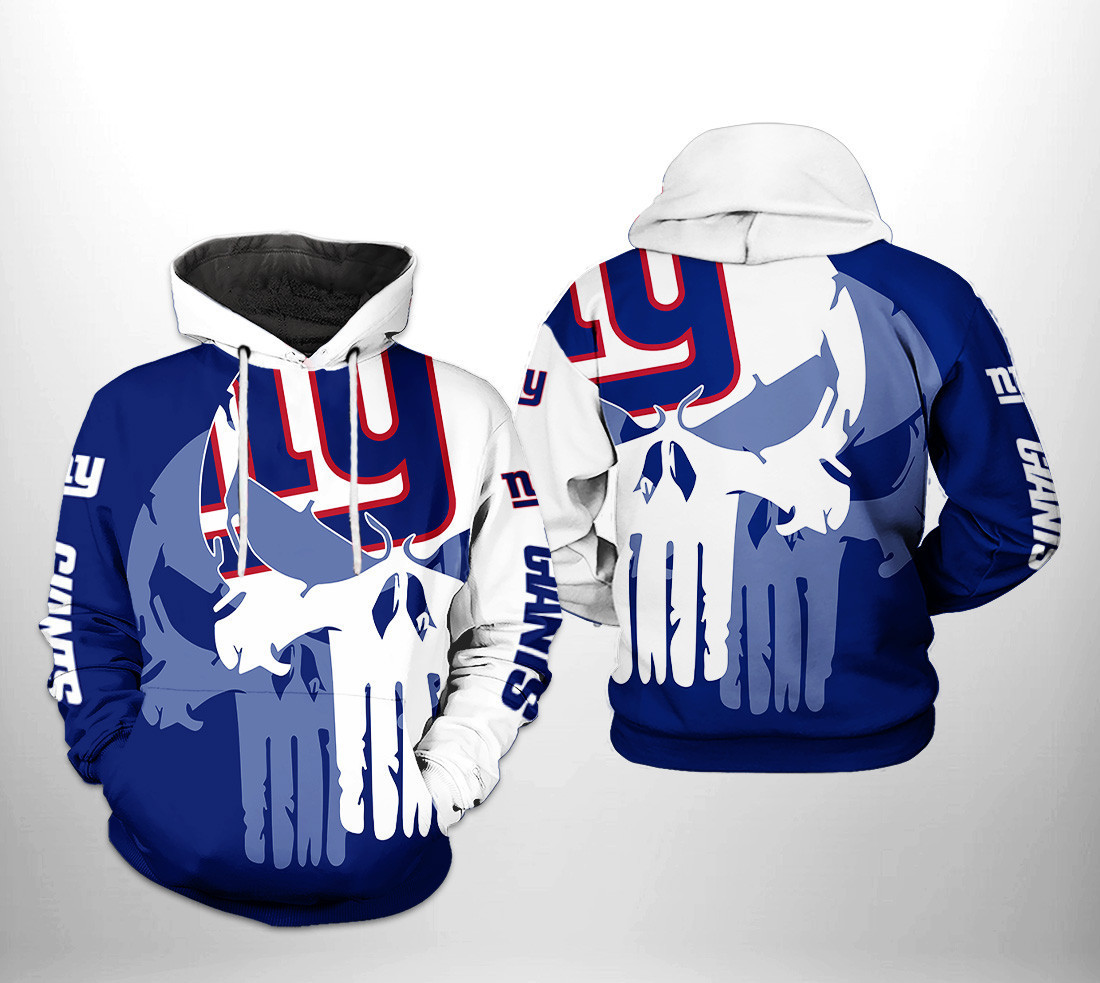 NFL New York Giants NFL Team Skull Hoodie  Zip Hoodie