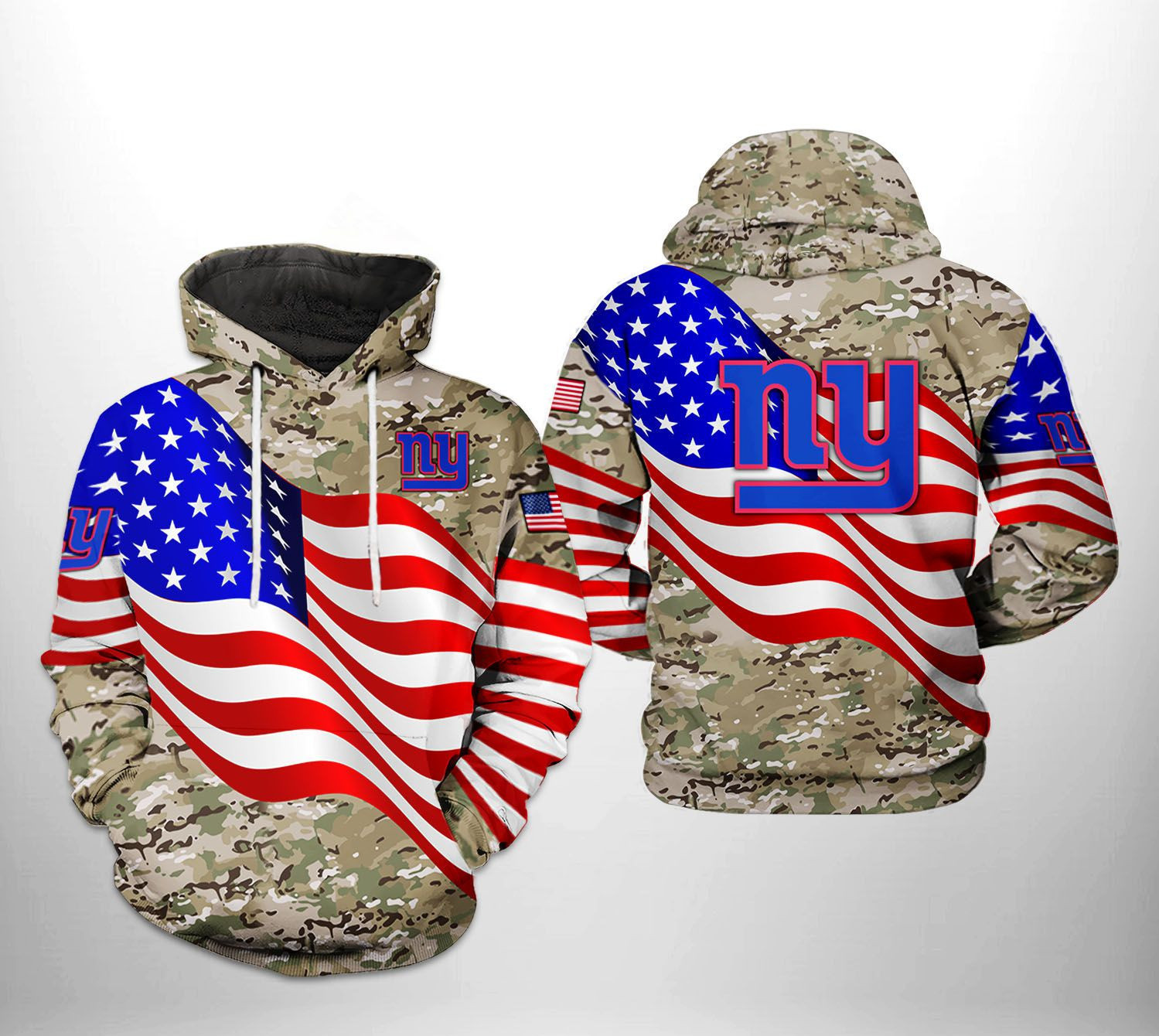 NFL New York Giants NFL US Flag Camo Veteran Team Hoodie  Zip Hoodie