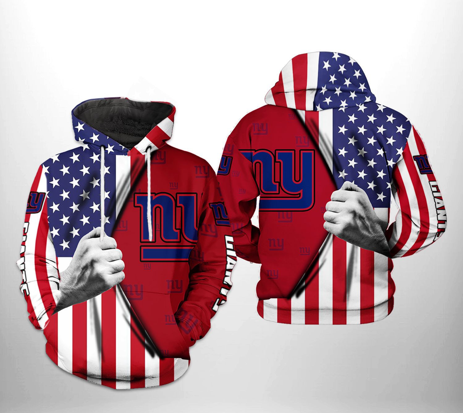 NFL New York Giants NFL US Flag Team Hoodie  Zip Hoodie Version 1276