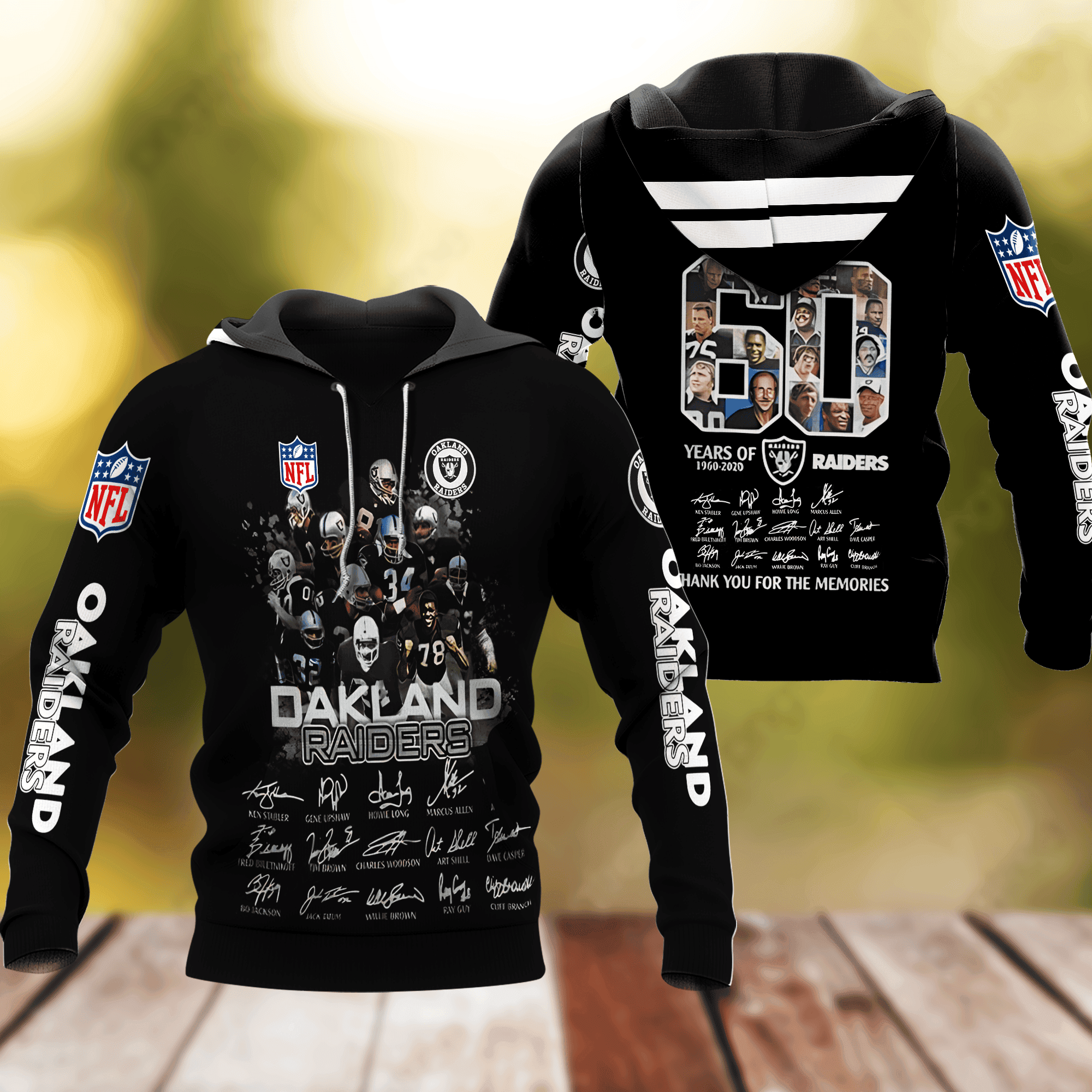 NFL Oakland Raiders Nfl Football 60th Anniversary Hoodie  Zip Hoodie