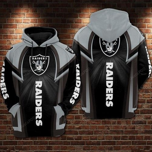 NFL Oakland Raiders Nfl Football Black Gray Hoodie  Zip Hoodie