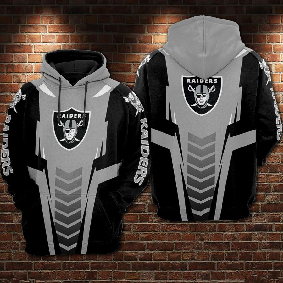 NFL Oakland Raiders Nfl Football Gray Hoodie  Zip Hoodie Version 104