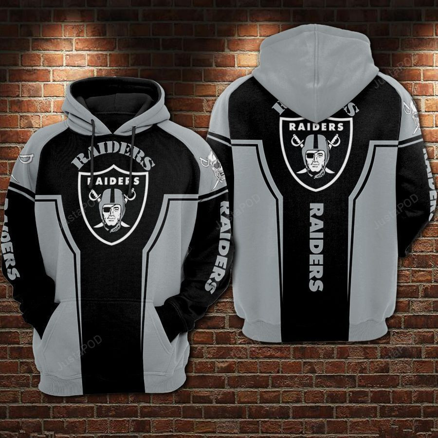 NFL Oakland Raiders Nfl Football Gray Hoodie  Zip Hoodie Version 76