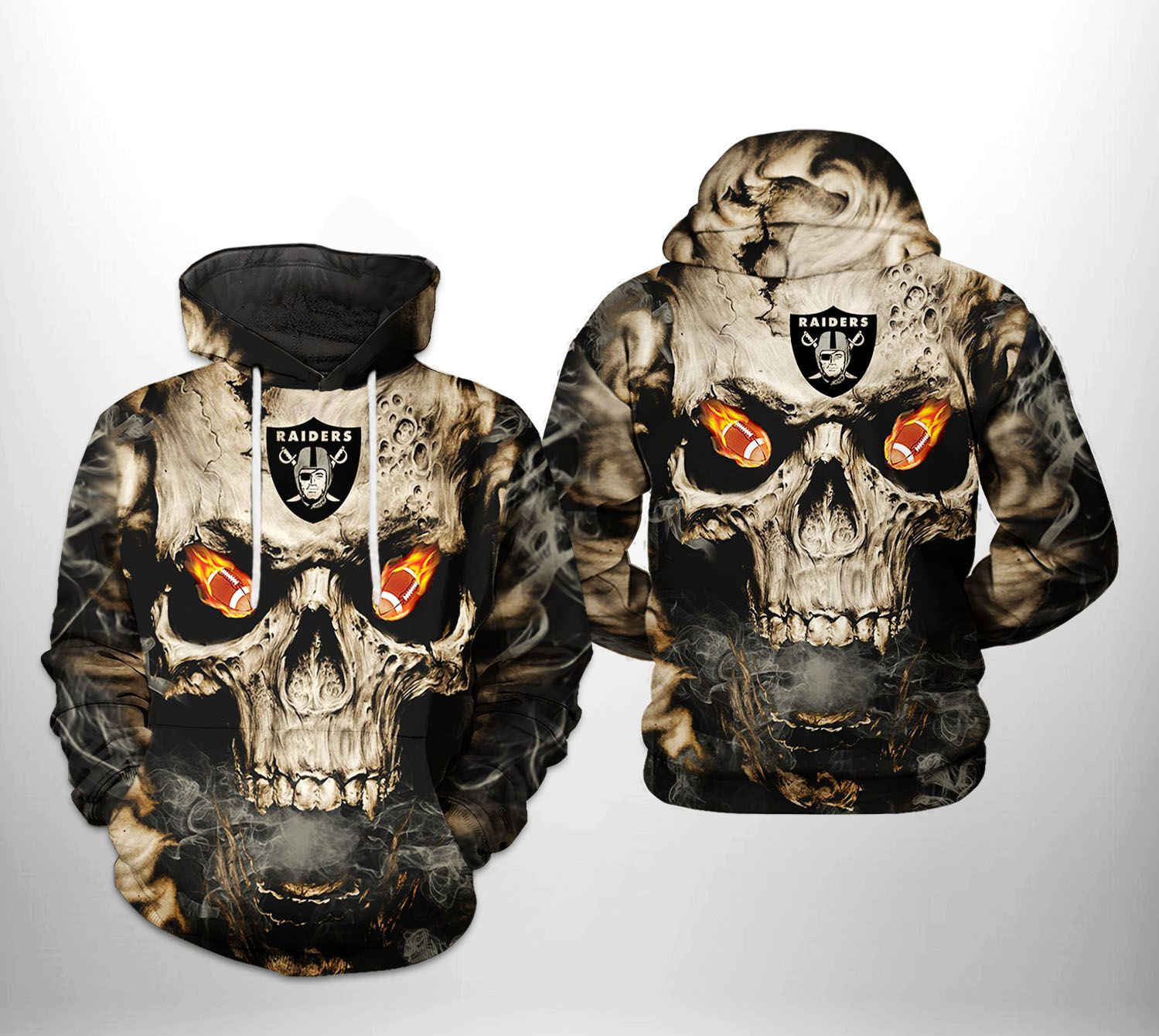 NFL Oakland Raiders NFL Skull Team Hoodie  Zip Hoodie