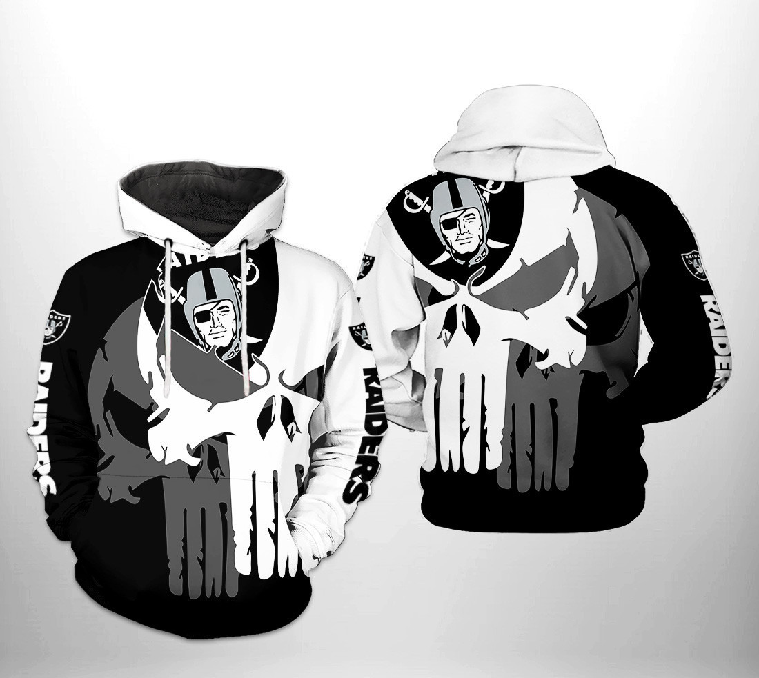 NFL Oakland Raiders NFL Team Skull Hoodie  Zip Hoodie