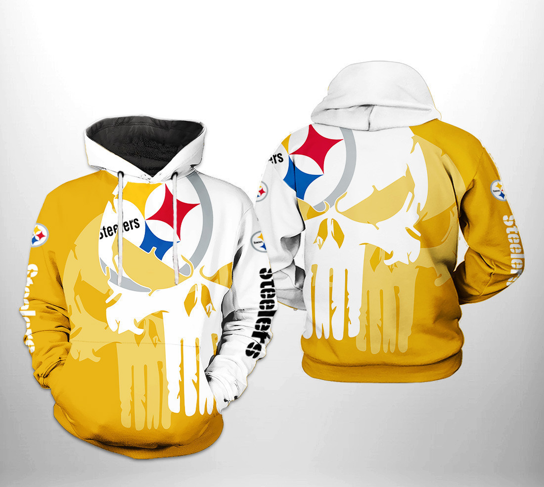 NFL Pittsburgh Steelers NFL Team Skull Hoodie  Zip Hoodie