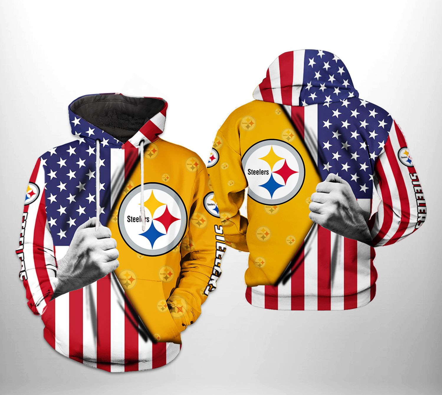 NFL Pittsburgh Steelers NFL US Flag Team Hoodie  Zip Hoodie Version 881
