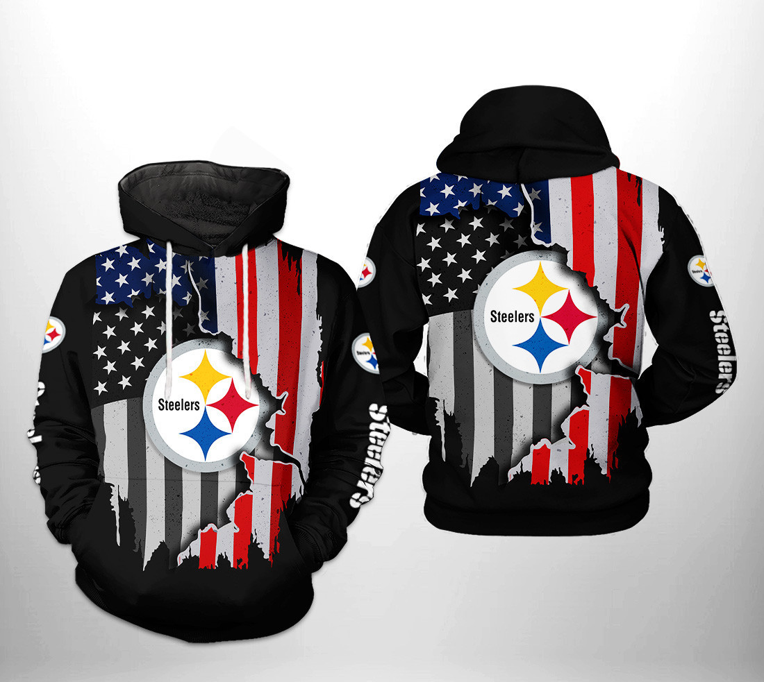 NFL Pittsburgh Steelers NFL US Flag Team Hoodie  Zip Hoodie Version 886