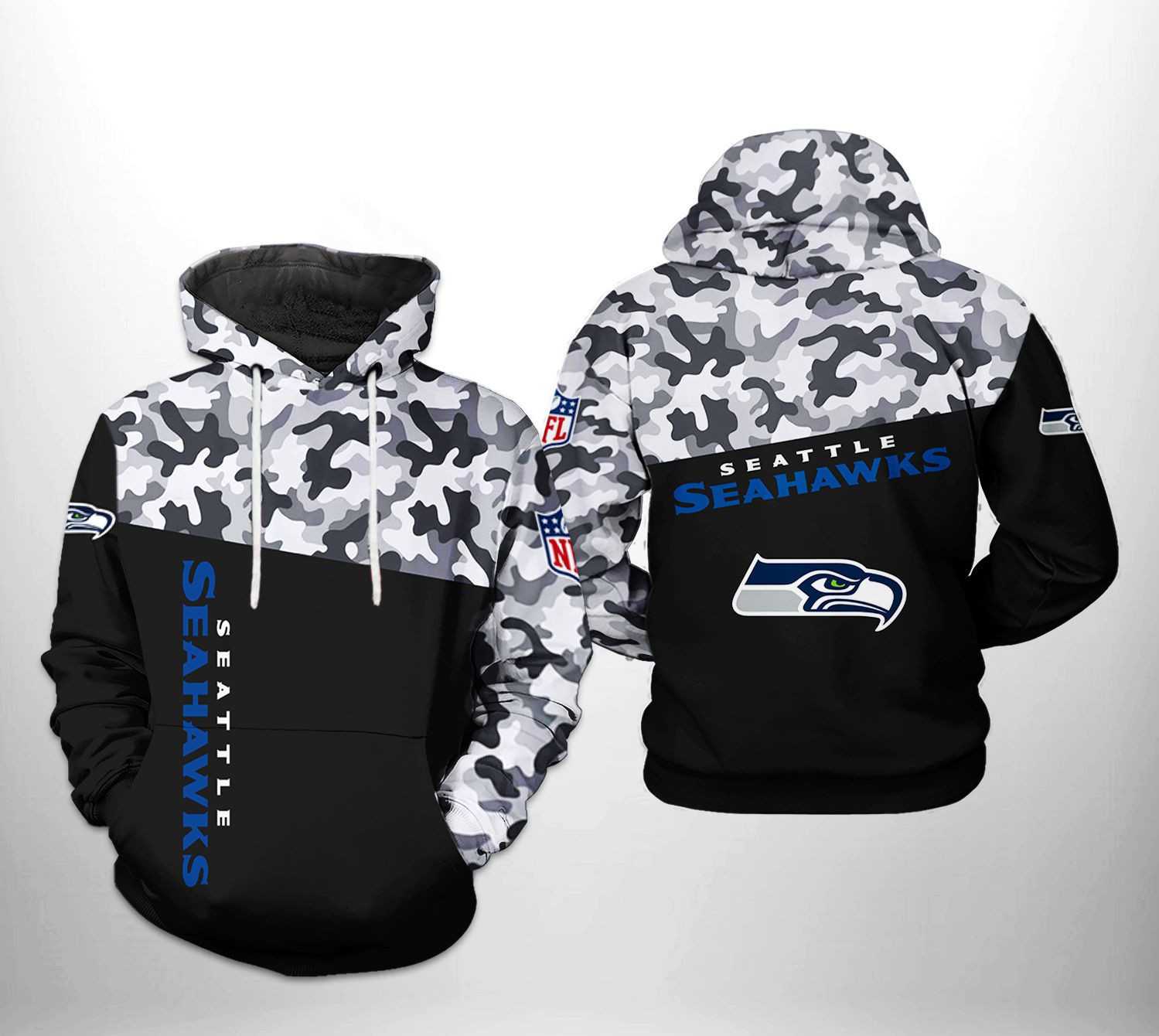 NFL Seattle Seahawks NFL Camo Veteran Team Hoodie  Zip Hoodie