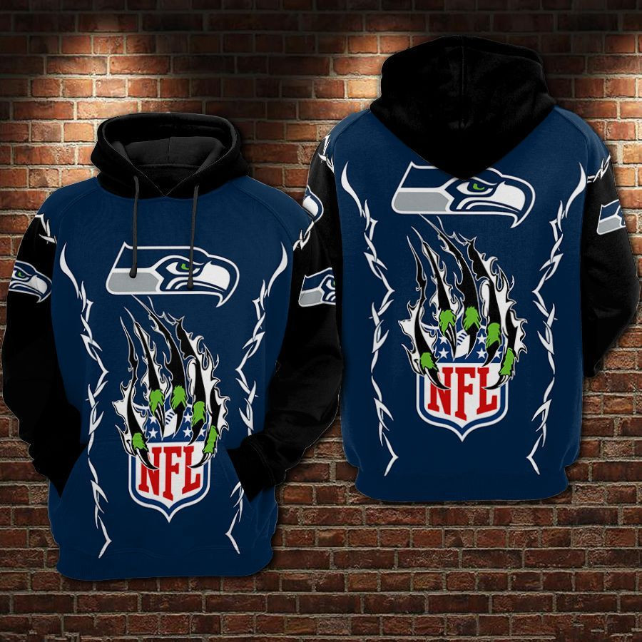 NFL Seattle Seahawks Nfl Football Claws Hoodie  Zip Hoodie