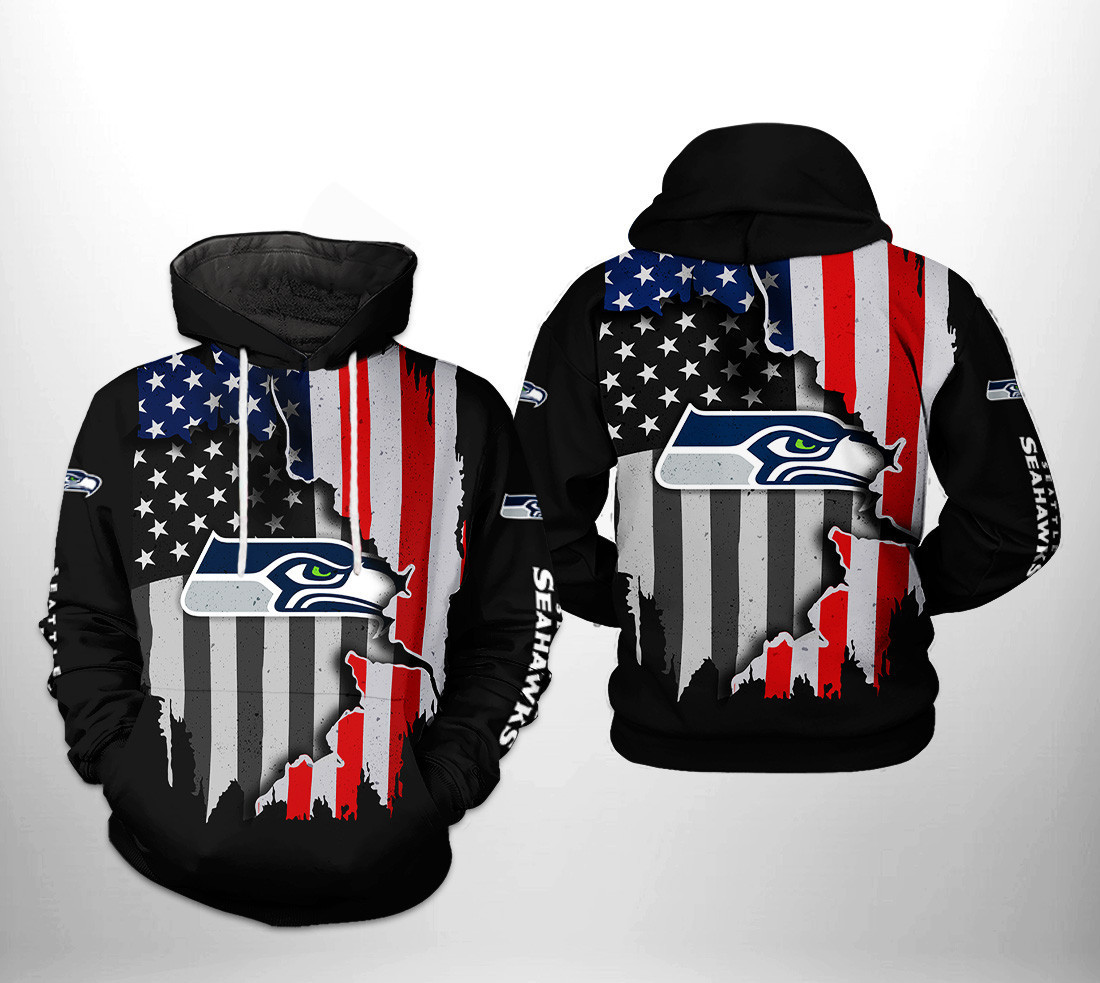 NFL Seattle Seahawks NFL US Flag Team Hoodie  Zip Hoodie Version 2105