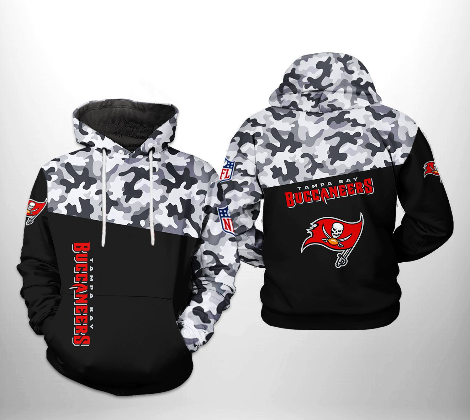 NFL Tampa Bay Buccaneers Camo Veteran Team Hoodie  Zip Hoodie