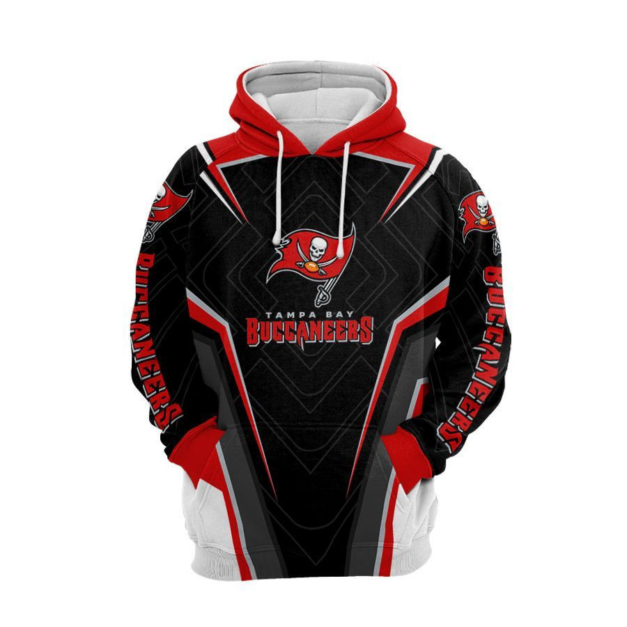 NFL Tampa Bay Buccaneers Nfl Football Balls Black Red Hoodie  Zip Hoodie