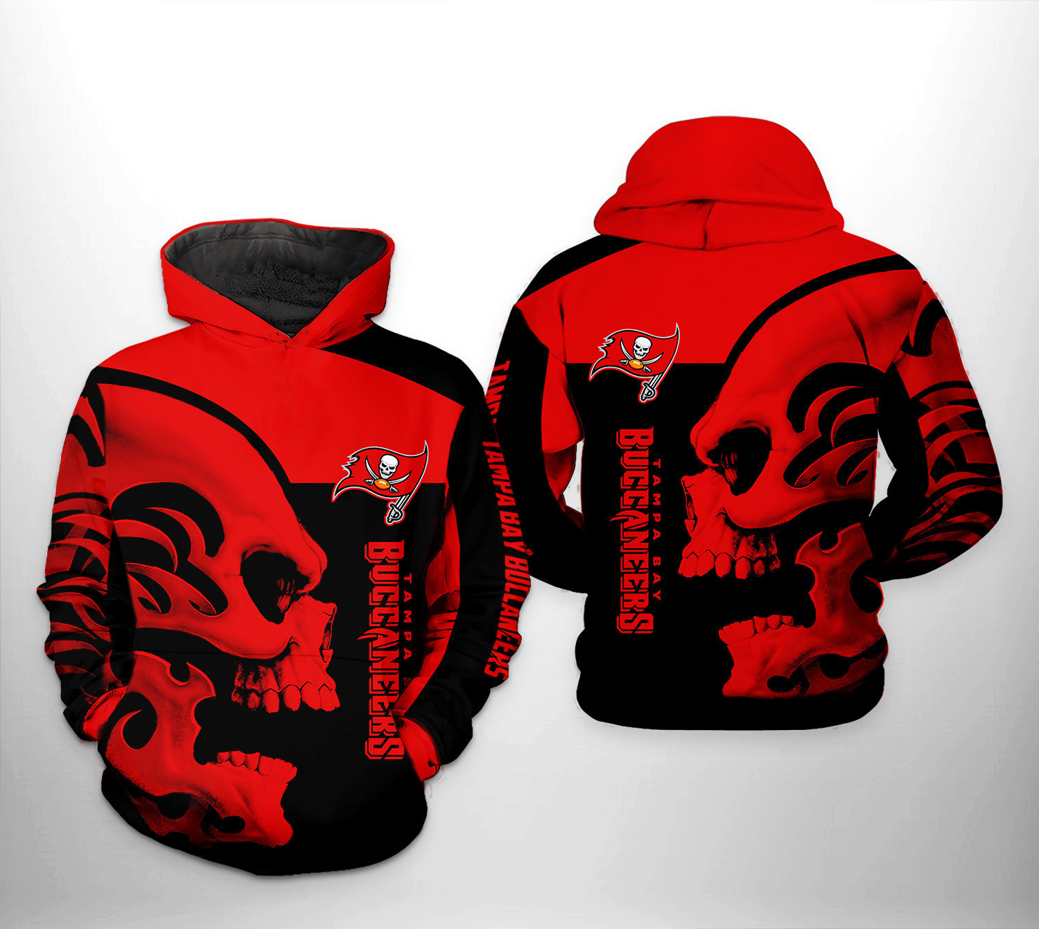 NFL Tampa Bay Buccaneers NFL Skull Hoodie  Zip Hoodie