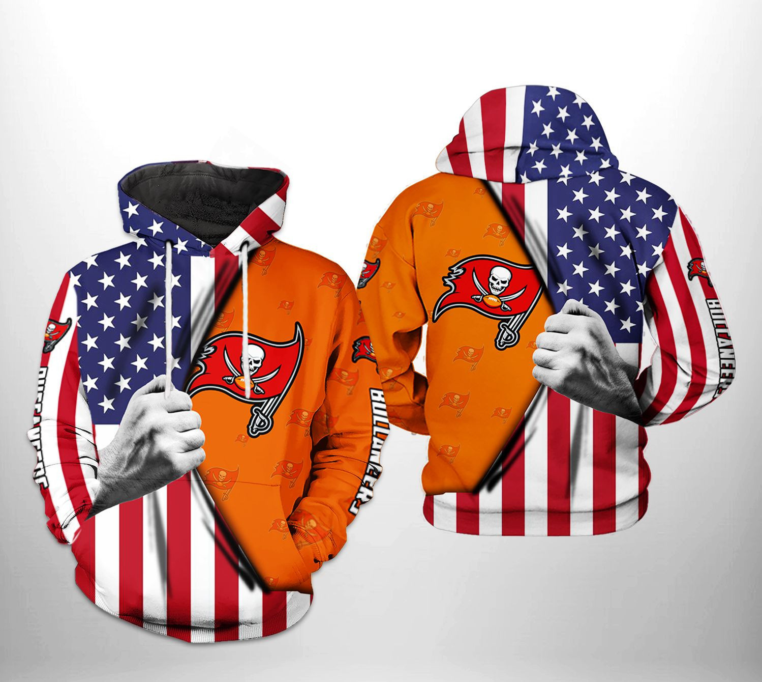 NFL Tampa Bay Buccaneers NFL US Flag Team Hoodie  Zip Hoodie Version 1838