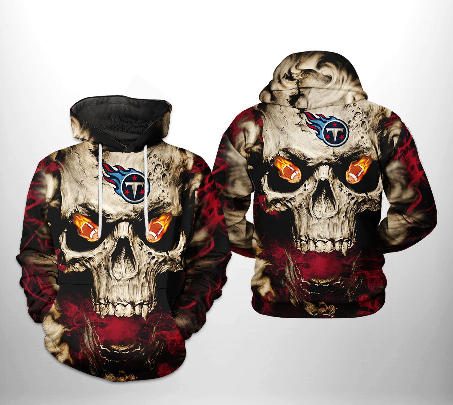 NFL Tennessee Titans NFL Skull Team Hoodie  Zip Hoodie