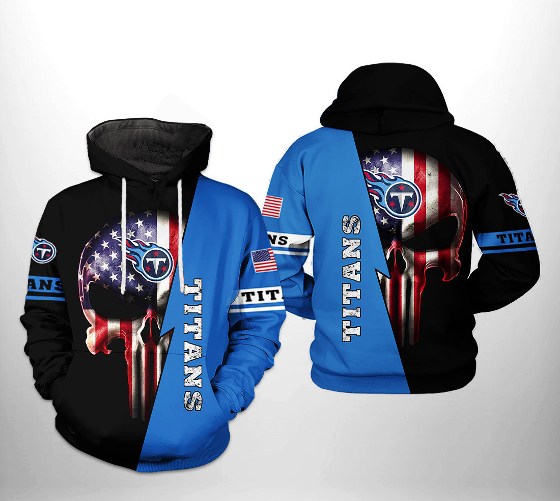 NFL Tennessee Titans NFL US Flag Skull Team Hoodie  Zip Hoodie