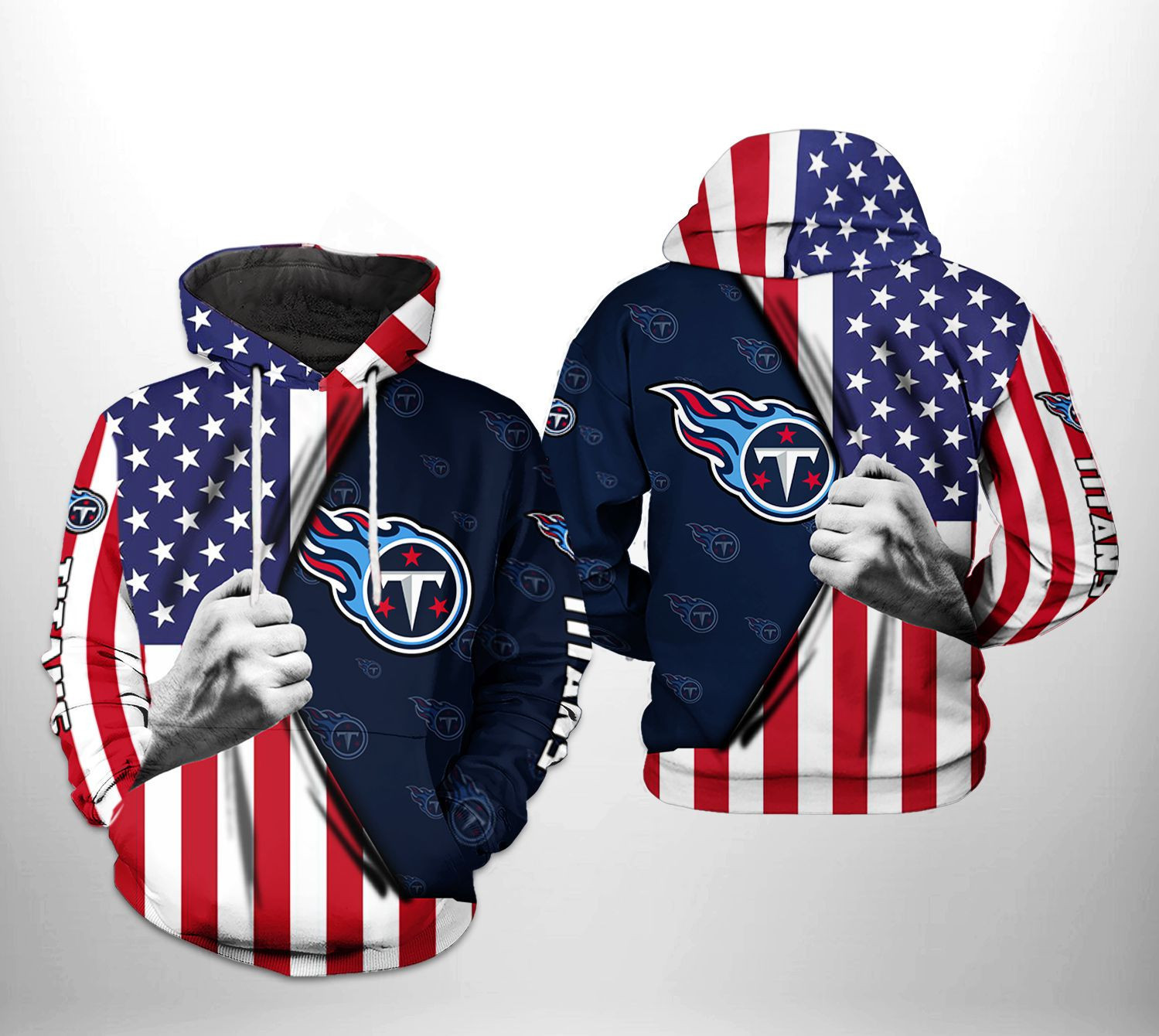 NFL Tennessee Titans NFL US Flag Team Hoodie  Zip Hoodie