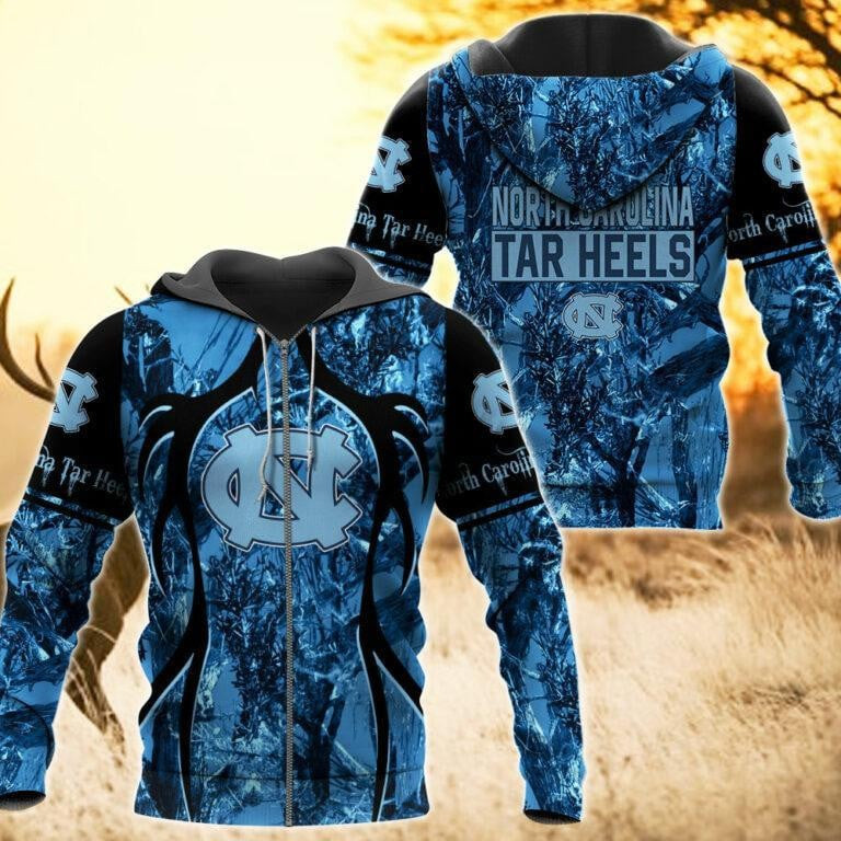 North Carolina Tar Heels Camo Hunting 3D printed Sweatshirt Hoodie Zipped Hoodie