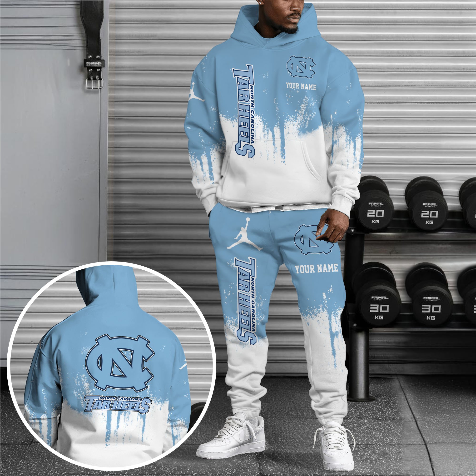 North Carolina Tar Heels Hoodie Sweatpants Set, Custom Hoodie, Sport Hoodie Sweatpants Set, Sport Gifts For Fan IB22 Premium Merchandise