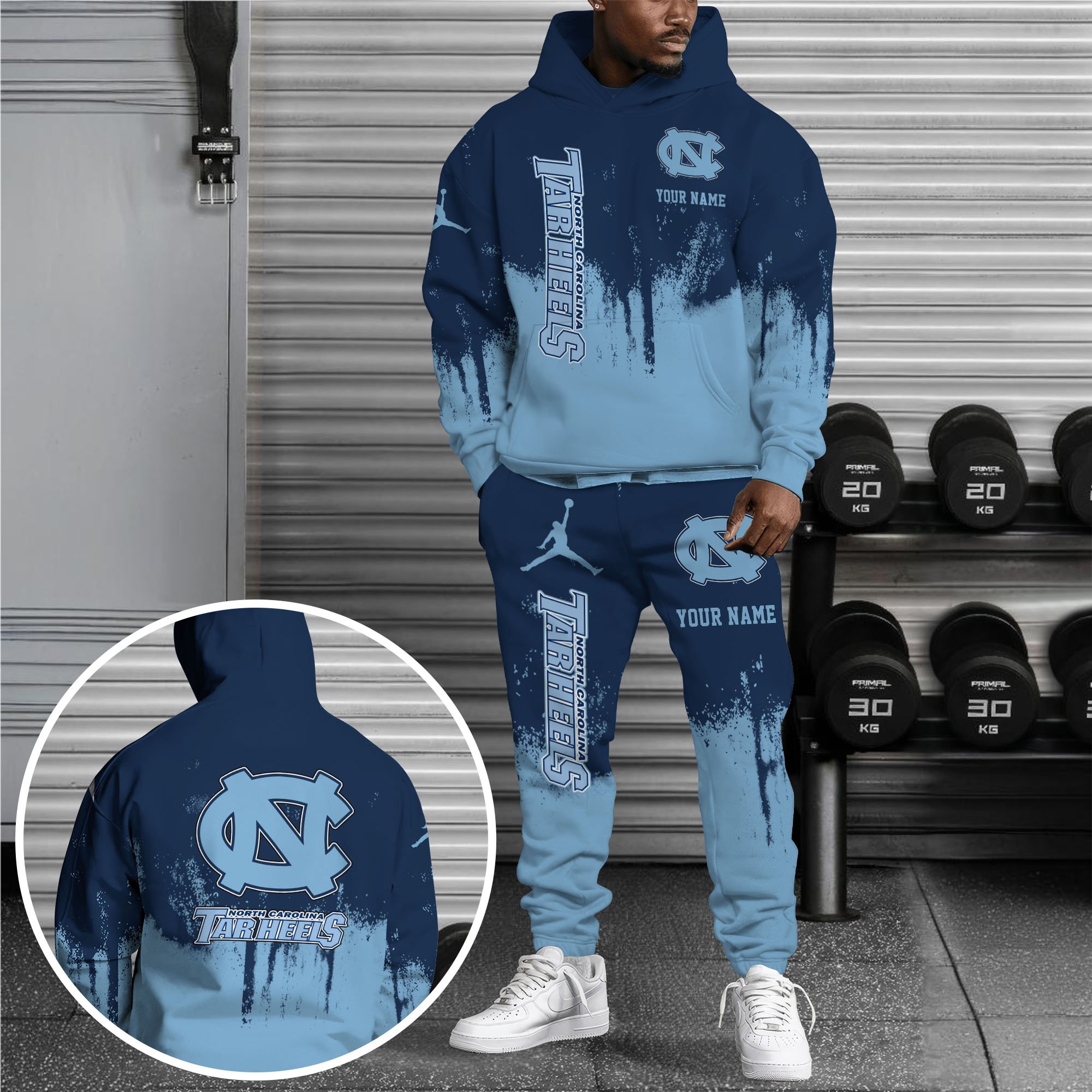 North Carolina Tar Heels Hoodie Sweatpants Set, Custom Hoodie, Sport Hoodie Sweatpants Set, Sport Gifts For Fan OP92 Gift For Sport Music Fans