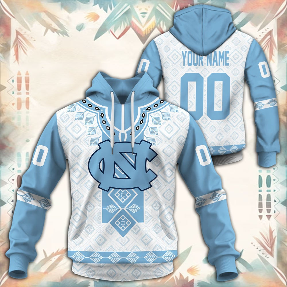 North Carolina Tar Heels Native Tribal Custom Name And Number 3D printed Sweatshirt Hoodie Zipped Hoodie