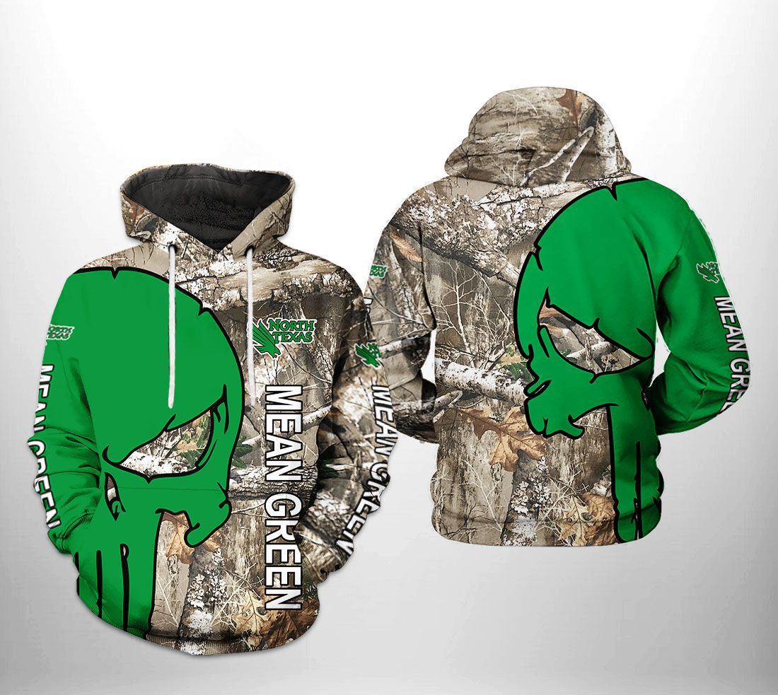 North Texas Mean Green NCAA Camo Veteran Hunting Hoodie  Zip Hoodie