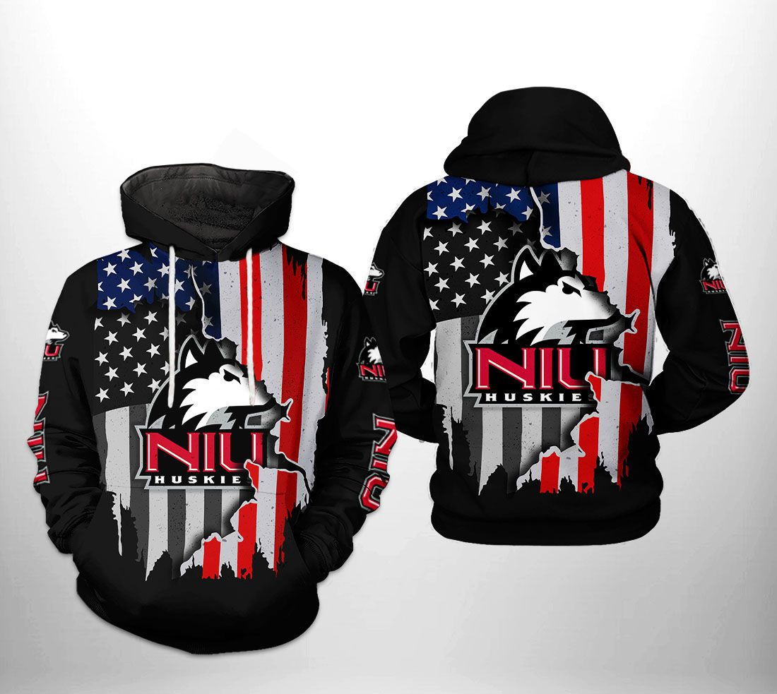 Northern Illinois Huskies NCAA US Flag Hoodie  Zip Hoodie