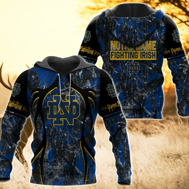 Notre Dame Fighting Irish Camo Hunting 3D printed Sweatshirt Hoodie Zipped Hoodie