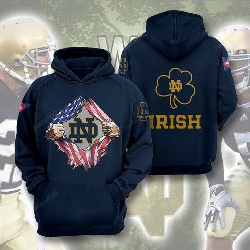 Notre Dame Fighting Irish Ncaa American Ripped Hoodie  Zip Hoodie Version 783