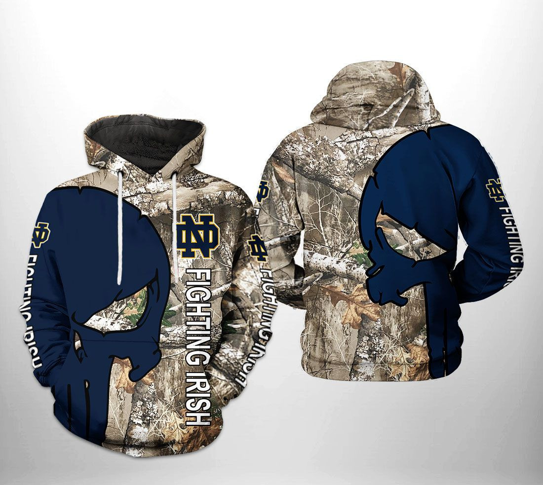 Notre Dame Fighting Irish NCAA Camo Veteran Hunting Hoodie  Zip Hoodie
