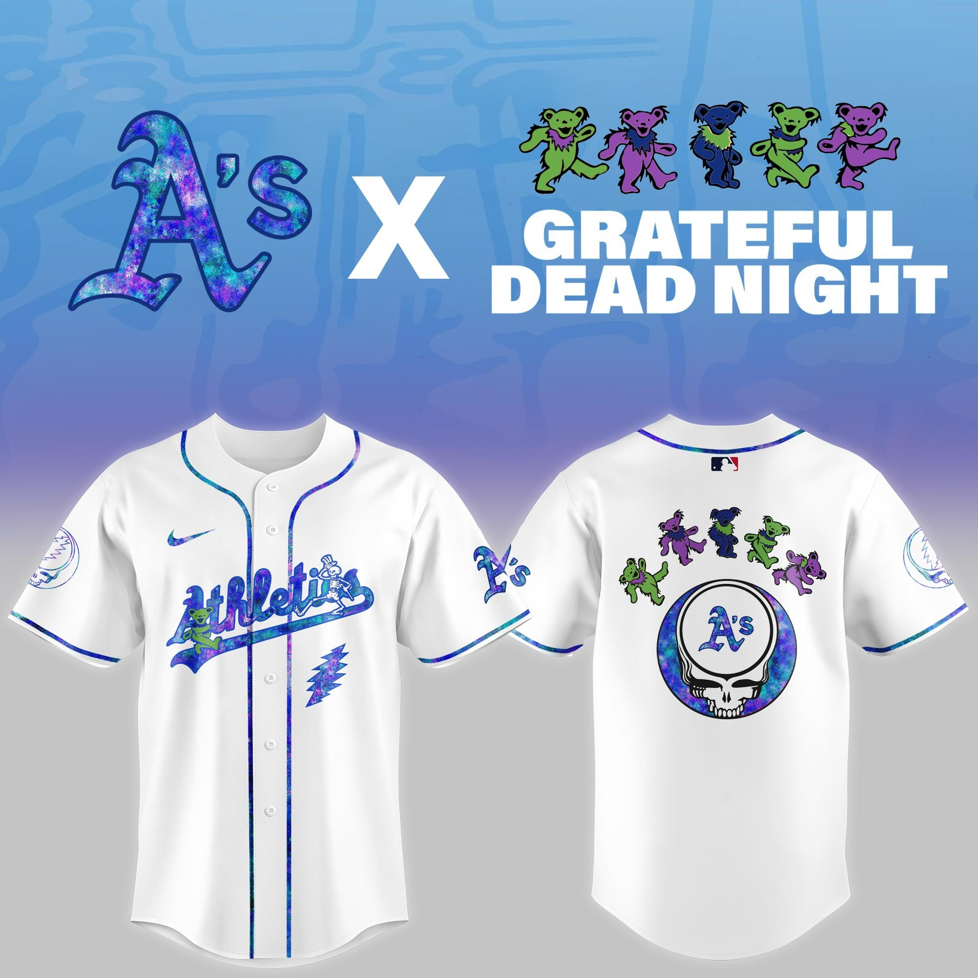 Oakland Athletics 2025 Grateful Dead Night Jersey MLB Merch Gifts For Baseball Fans