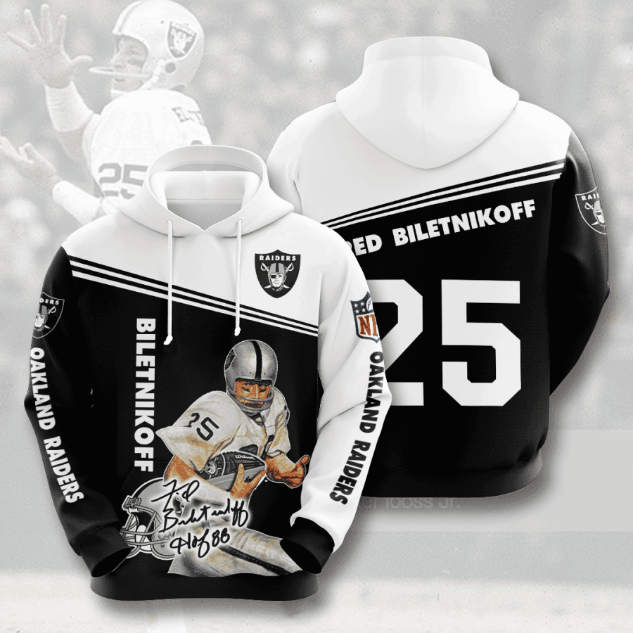 Oakland Raiders Biletnikoff 25 Hoodie  Zip Hoodie Version 820