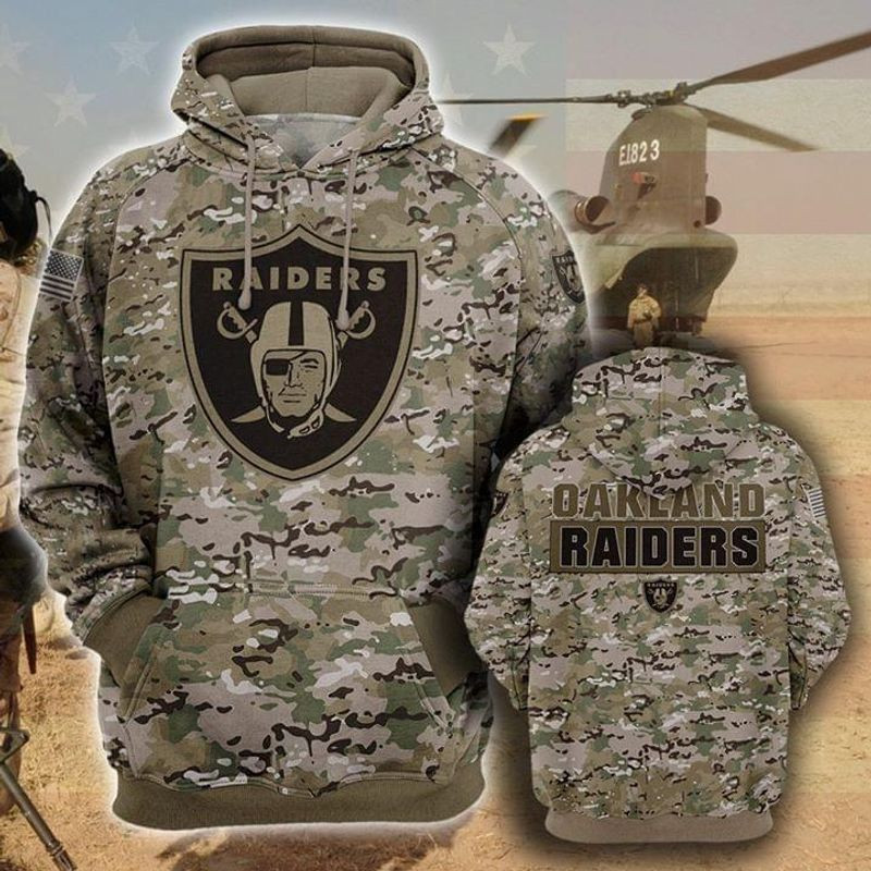 Oakland Raiders Camo Hoodie  Zip Hoodie Style 2328 Gift For Sport Music Fans