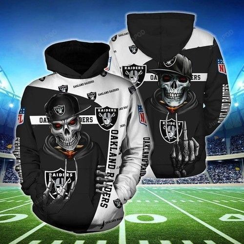 Oakland Raiders Hip Hop Skull Hoodie  Zip Hoodie
