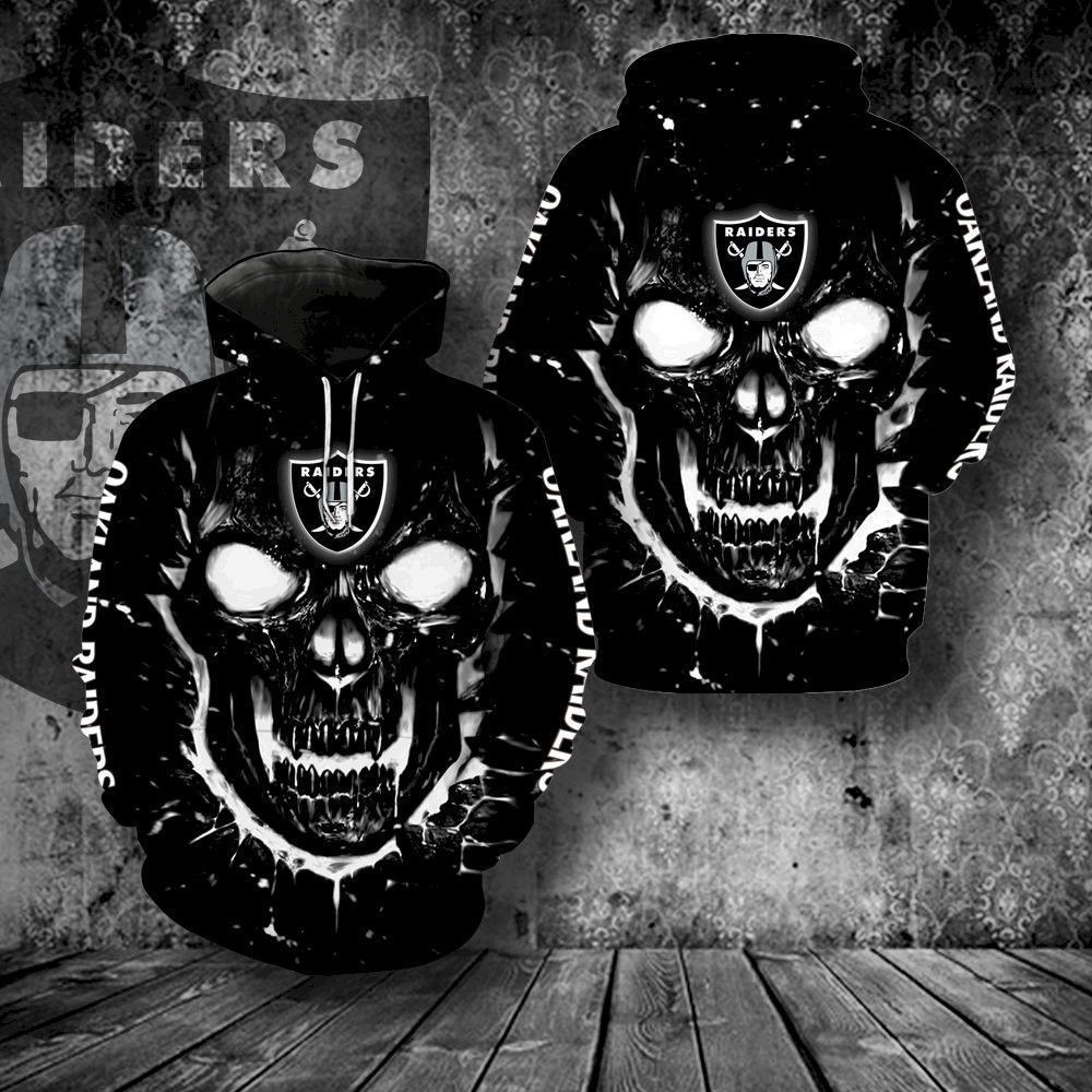 Oakland Raiders Skull Hoodie  Zip Hoodie Version 732