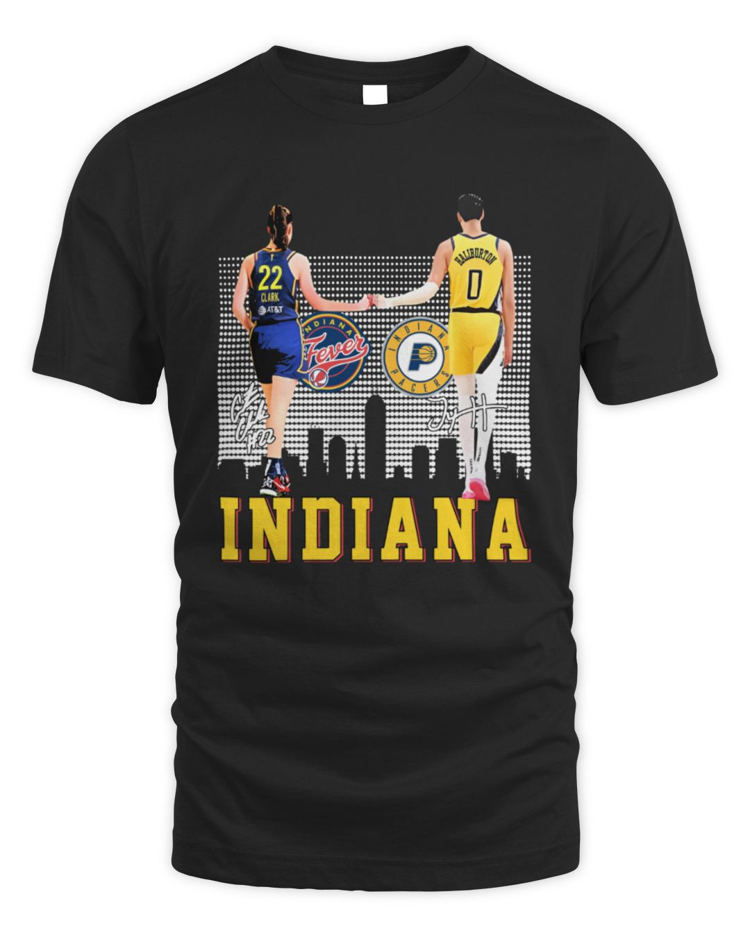 Official Indiana Sports Teams Caitlin And Tyrese Haliburton Signatures Tee Shirt Premium Merchandise
