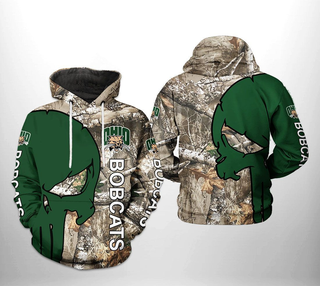 Ohio Bobcats NCAA Camo Veteran Hunting Hoodie  Zip Hoodie