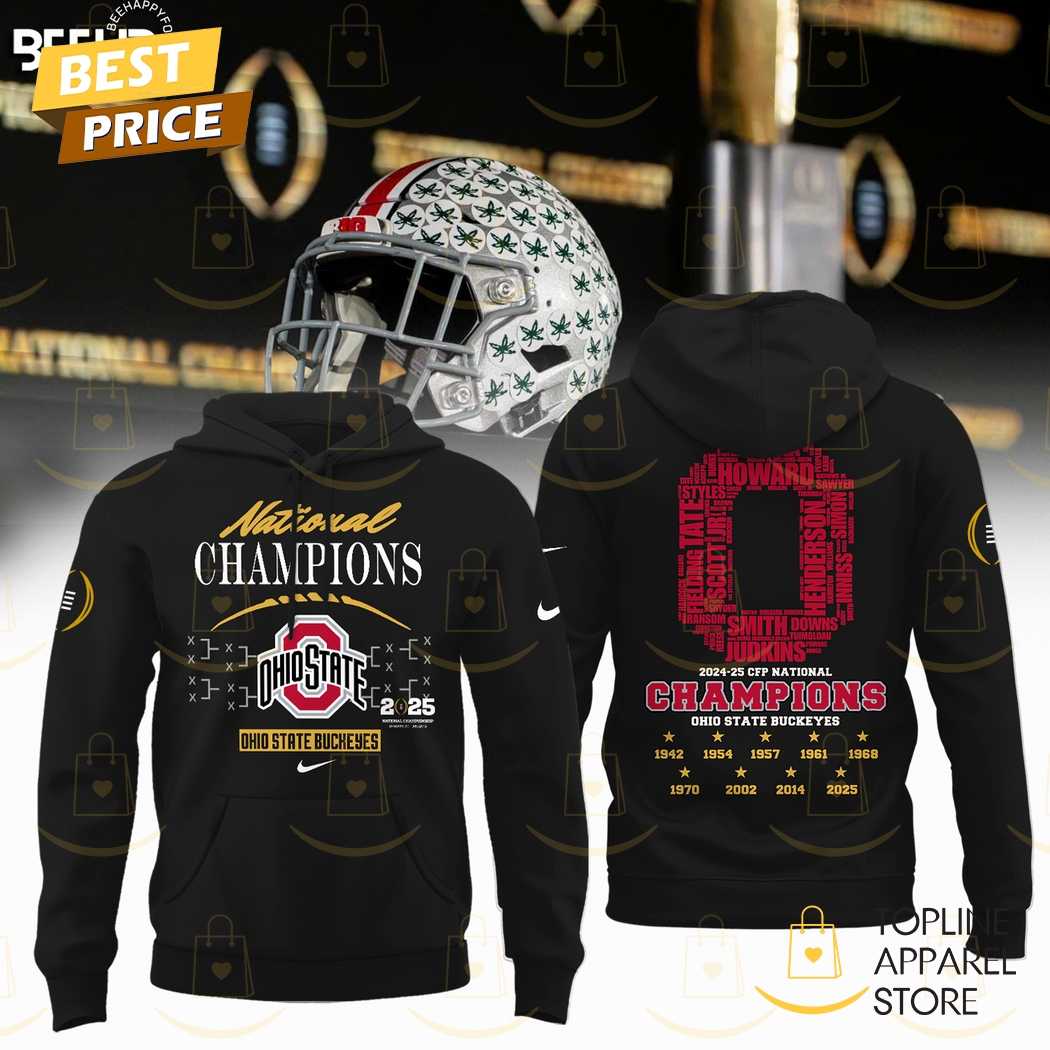 Ohio State Buckeyes 2024-2025-25 CFP National Champion Hoodie - Black Gift For Sport Music Fans