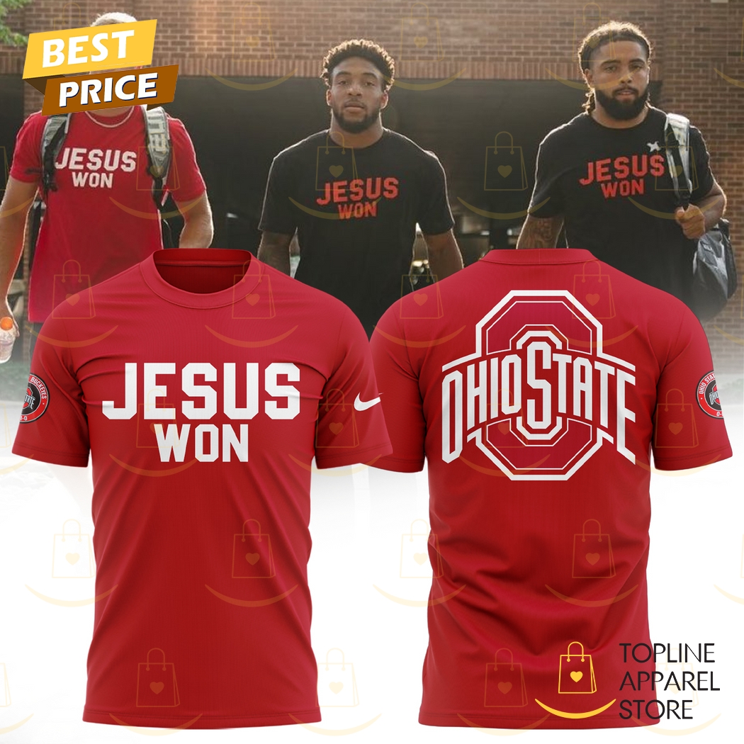 Ohio State Buckeyes Football Jesus Won Red 3D T-Shirt Gift For Sport Music Fans