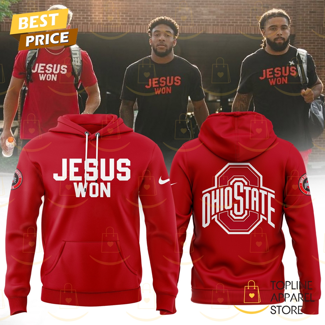 Ohio State Buckeyes Football Jesus Won Red Hoodie Gift For Sport Music Fans