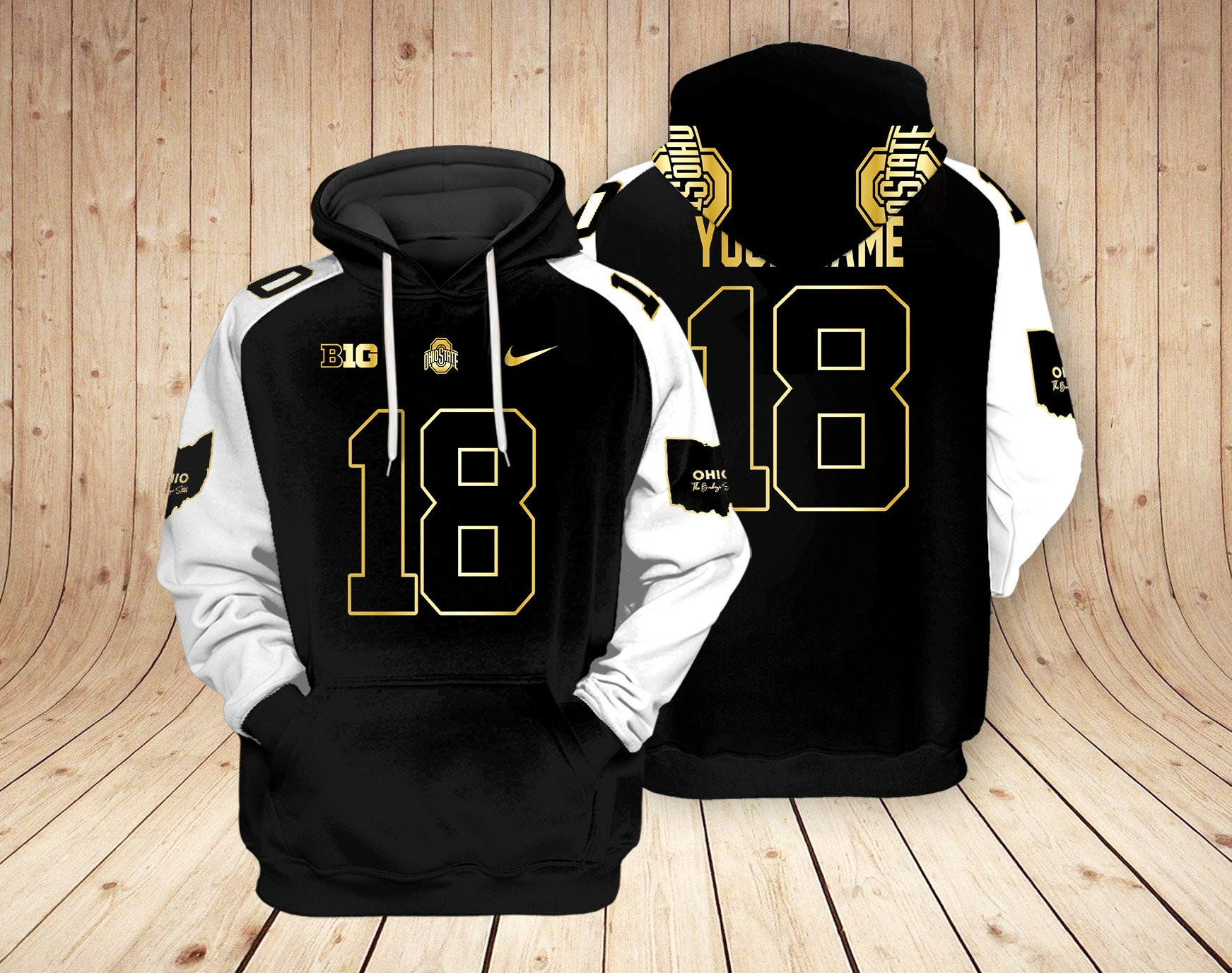 Ohio State Buckeyes Football Personalized Name And Number 3D printed Sweatshirt Hoodie Zipped Hoodie