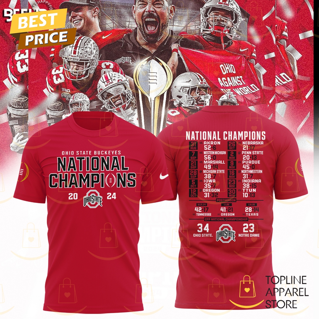 Ohio State Buckeyes National Champions 2024-2025-2025 3D T-Shirt Gift For Sport Music Fans