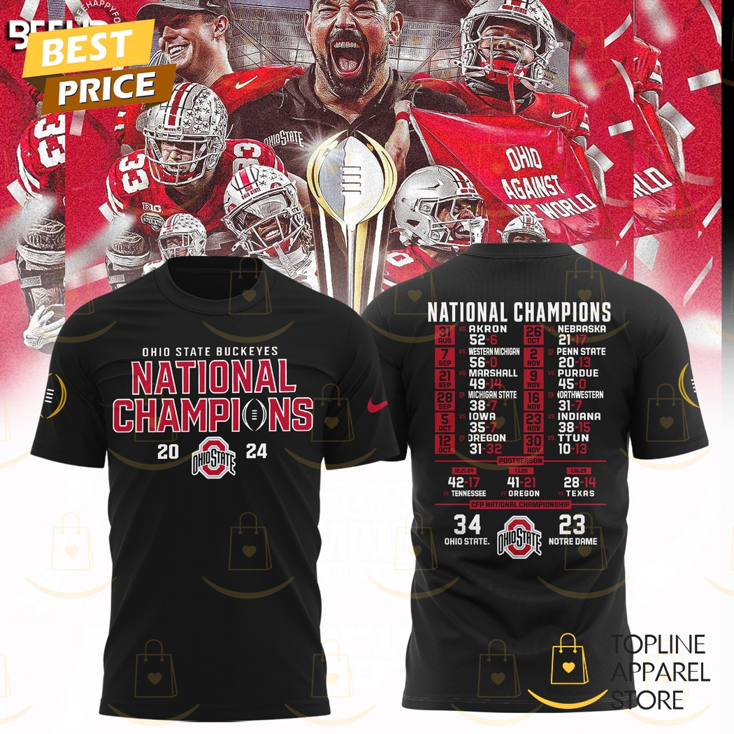Ohio State Buckeyes National Champions 2024-2025-2025 T-Shirt 3D - Black Gift For Sport Music Fans