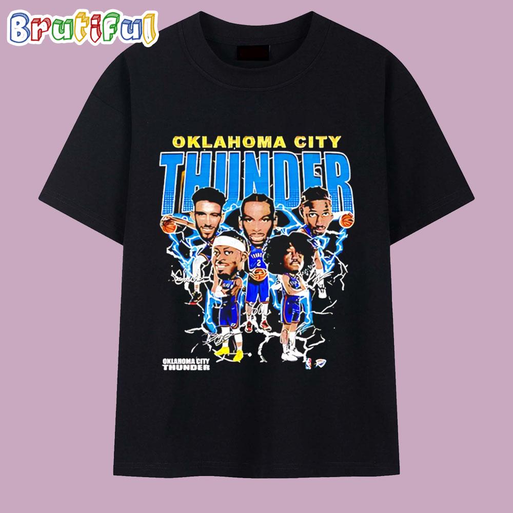 Oklahoma City Thunder All Team Caricature Signature T Shirt