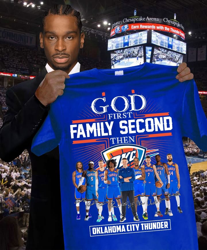 Oklahoma City Thunder God First Family Second Then OKC T-Shirt Thunder Merch Gift Ideas For Basketball Players