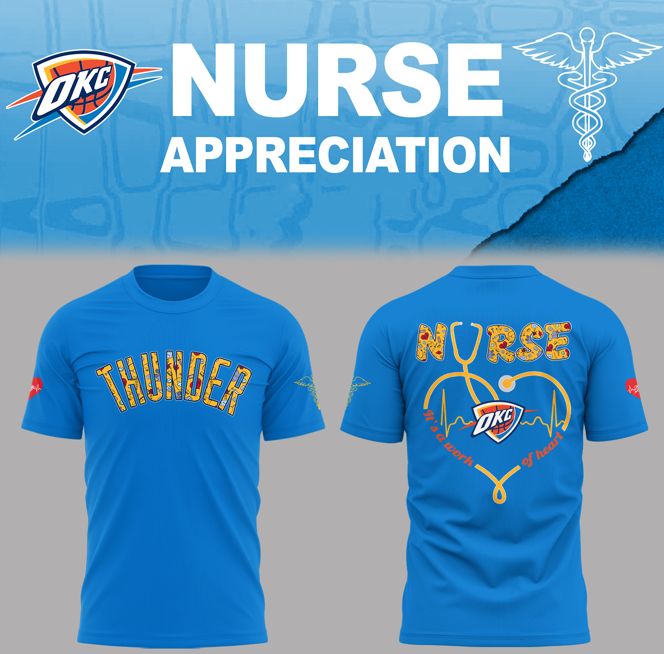 Oklahoma City Thunder Nurse Appreciation Shirt Presents For A Basketball Player - Blue, XL